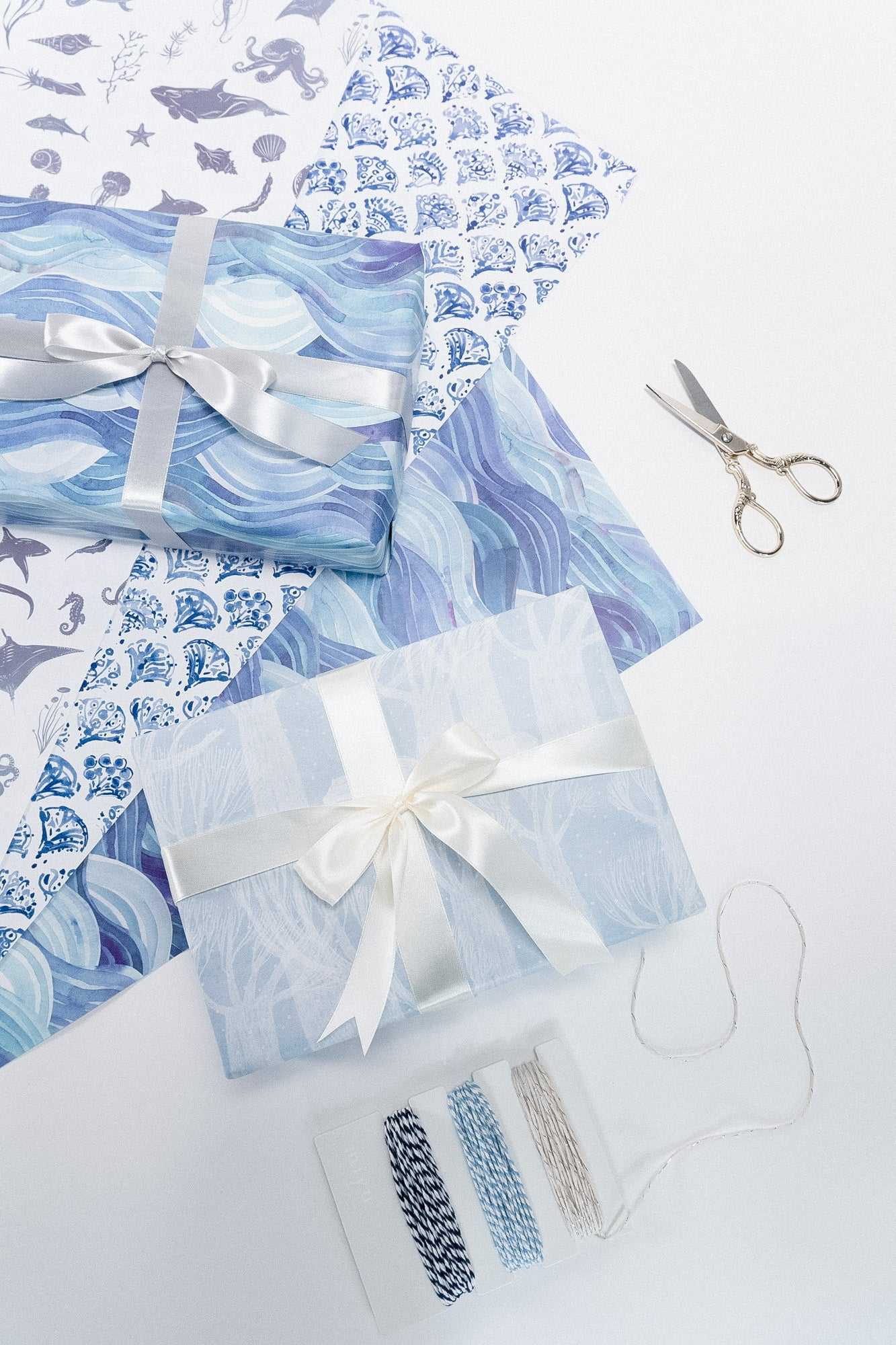 Hues of Blues Wrapping Paper Set