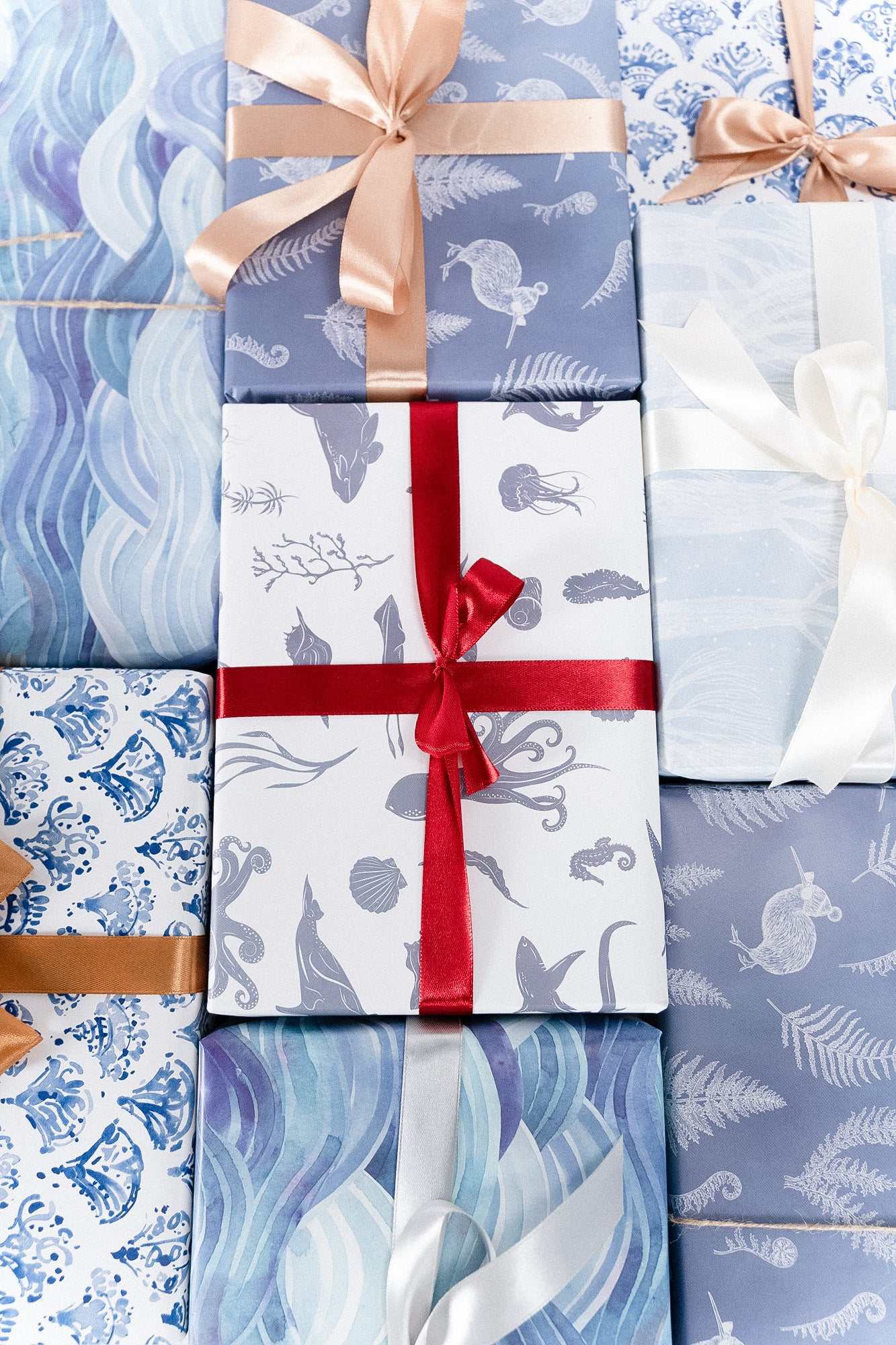 Hues of Blues Wrapping Paper Set