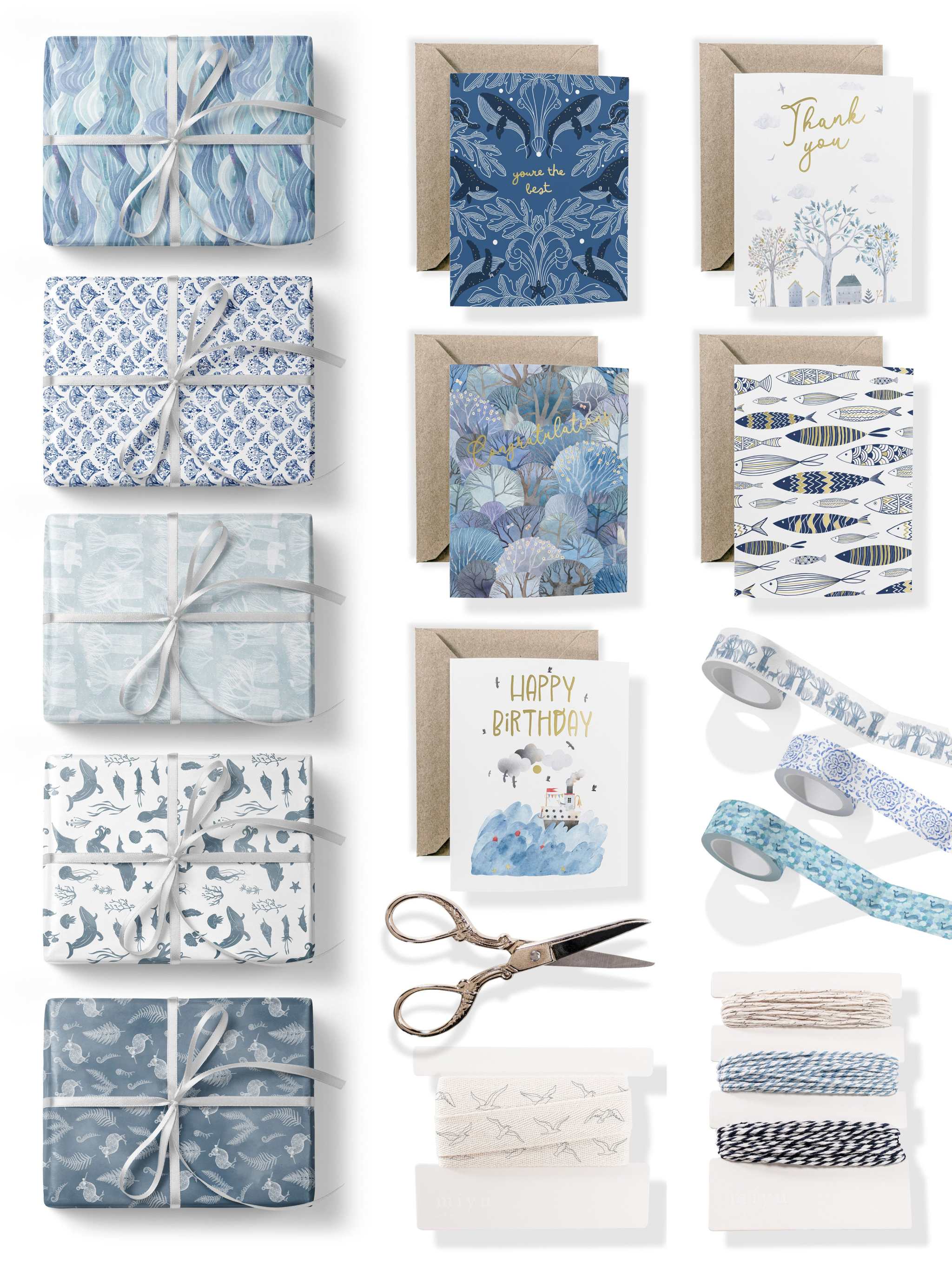 Hues of Blues Wrapping Paper Kit