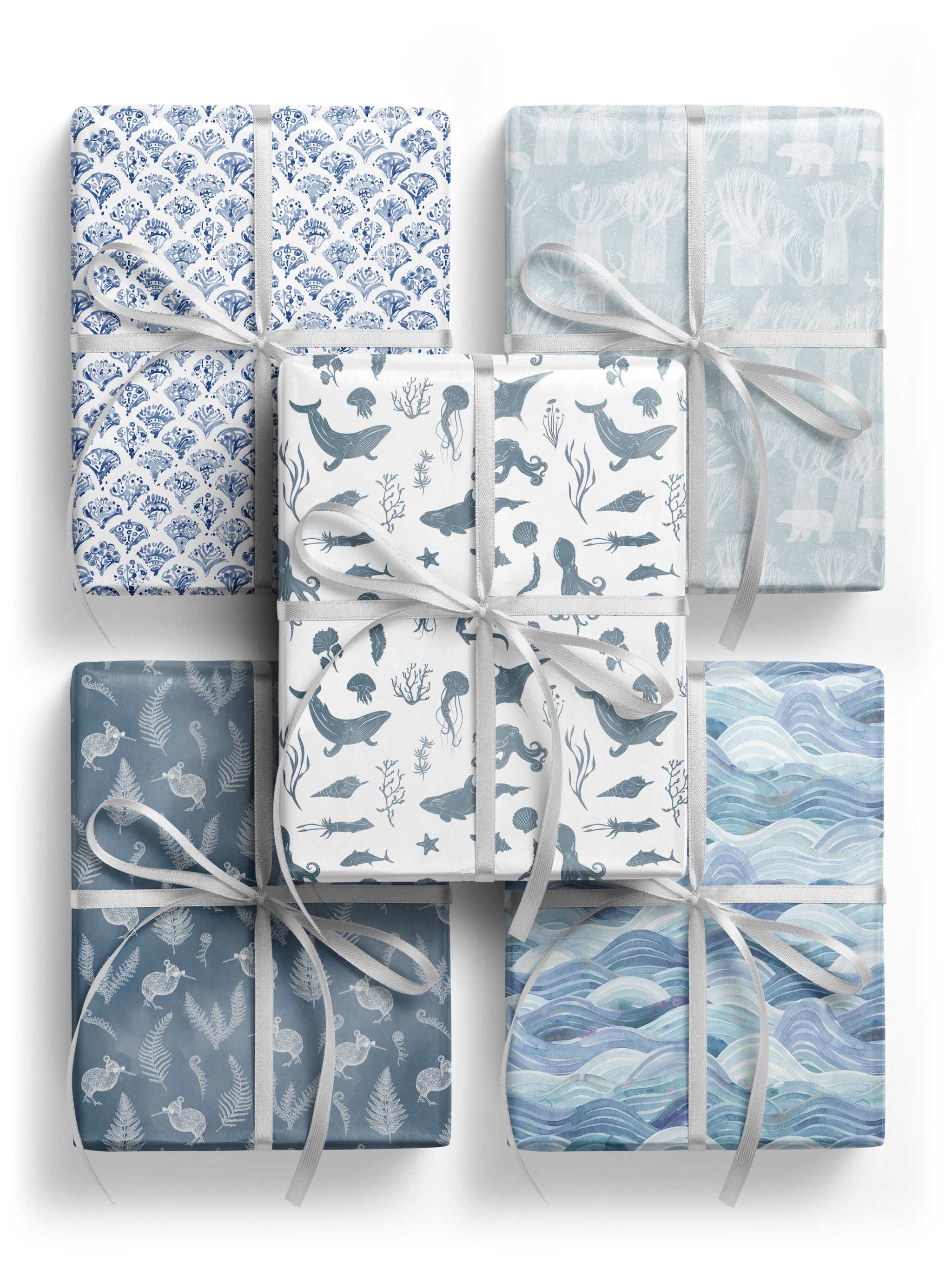 Hues of Blues Wrapping Paper Set